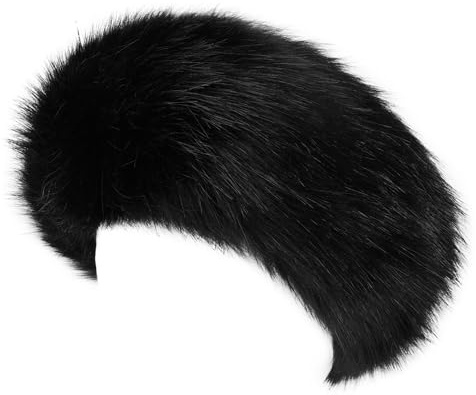Aiphamy Winter Fluffy Faux Fur Headband Hat Ear Warmer Head Wrap Head Warmer for Women (Black)