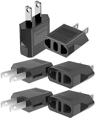 Clomnpe 6 Stück Reiseadapter USA, Adapter Amerika Deutschland Stecker, EU to US Adapter, USA Adapt.er Typ A für Amerika/Kanada/Mexiko/Japan