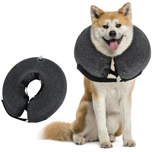 Aufblasbare Halskrause für Hunde & Katzen,Schutzkragen Hund mit Verstellbarer Klettverschluss Hundekragen Leckschutz für Genesung nach Operationen oder Wunden,Halskrause Hund leckschutz (L)