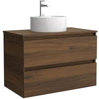 Salgar Mueble de baño Bequia 80cm + Encimera + Lavabo posar | Nogal|80x45x56