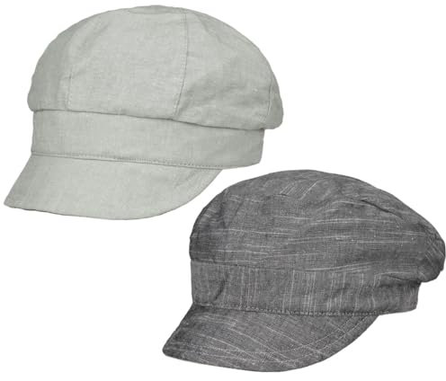 Lipodo Summer Newsboy Wendecap Damen - Wendbar - Ballonmütze aus 70% Baumwolle, 30% Leinen - Baker-Boy-Mütze mit meliertem Look - Mit Stretchband - Damenmütze Frühjahr/Sommer grau M (57-58 cm)