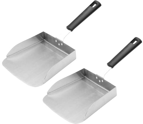 Large Griddle Scoop (2pcs) for Hibachi Type Cooking Stainless Steel Food Shovel for Scrambled Eggs and Fried Rice Grilling Food Mover for Flat Top Grill Accessories Smash Burger Spatula