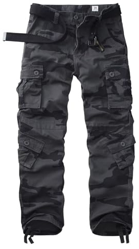 VATINNT Men's Cargo Trousers Combat Camo Trousers | 8-Pocket Tactical Work Pants for Hiking, Travel, Fishing, Camping and Casual Wear No Belt