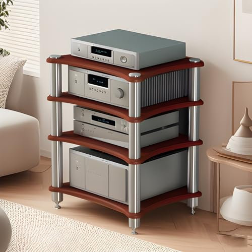 SHZYJBRY Meuble Chaine HiFi Meuble Multimédia à 4 Niveaux, Support Multimédia AV, Armoire de Console, Étagère for Console de Tourne-Disque pour Boîtiers DVD Câbles Consoles de Jeux