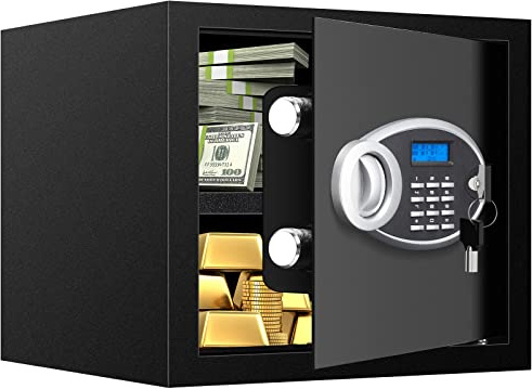 1.8 Cuft Fire proof Safes for HOME USE, Anti-Theft Digital Personal Security Safety Box with Electronic Keypad and Spare Keys, Home Safes Fireproof Waterproof for Money Medicine Document Valuables
