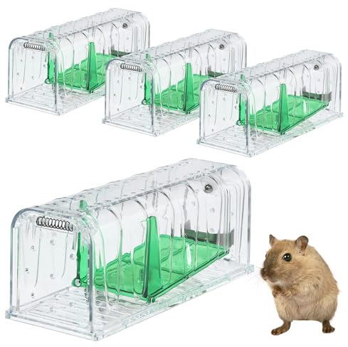 4 Stück Mausefalle, Lebendfalle für Maus Mausefalle Lebend,Klein und mittelgroß Lebendfalle Maus, Maus Lebendfalle mit Mäuseköder Box,mit Luftlöchern,Wiederverwendbare Mausefalle Lebendfalle fürs Haus