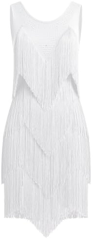 EFOGEP Robe de danse latine pour femme - Style vintage des années 1920 - Sans manches - Sexy - Pour cocktail, fête, fête, fantaisie, fantaisie, tango, samba, cha, club, bal