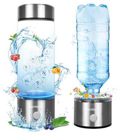 MUTOUHE Hydrogen Water Bottle, 4000PPB Hydrogen Water Bottle Generator, 450ML Portable Water Ionizer with SPE & PEM, Improve Water in 3 Minutes, Hydrogen Rich Water Cup for Travel Office