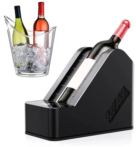Nuovo Raffreddatore Elettrico per Vino 2025 | Raffreddamento Rapido in 8 Min | Temperatura 0-20°C | Display LCD & Design Antiversamento | Adatto a Bottiglie da 96mm per Auto/Camper/Yacht