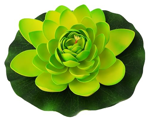 Artificiella lotusblommor flytande skum lotus dynor verklighetstrogna dekorativa dammväxter prydnader för pool akvarium dekoration (grön)