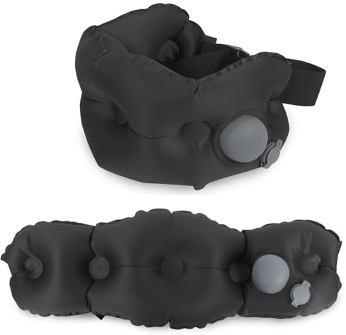 Guerity Cuscino lombare gonfiabile per viaggi in aereo, cuscino di supporto lombare da viaggio, cuscino di supporto lombare per sedia da ufficio e auto (nero)