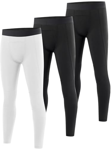 EoBeKee Boys Compression Pants Leggings, Quick Dry Youth Athletic Tights, Kids Basketball Base Layer for Sports Running
