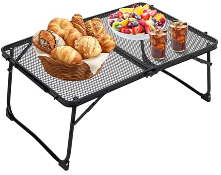 Mesa plegable al aire libre - Mesa de patio con mesa de malla - 60 x 40 cm Mesa de metal portátil para casa apartamento viaje jardín camping picnic barbacoa