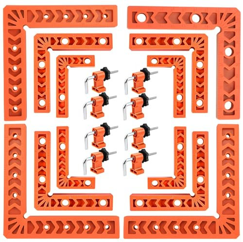 Juego de 12 abrazaderas de esquina ajustables de 90°, material ABS de alta resistencia para una fijación precisa de ángulo en proyectos de carpintería