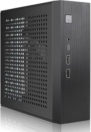 Custodia Mini ITX HTPC, SFF Small Form Factor Mini-Tower PC Case 0,6 mm SPCC Computer chassis ventilato pannelli supporta scheda madre Mini-ITX (170 x 170 mm) con audio USB-C per PC desktop montato a