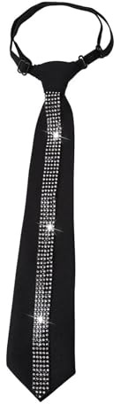 CAZSTYK Elegante cravatta nera pre-legata regolabile da donna con strass abbellimenti per eventi formali e abbigliamento casual elegante cravatta con strass