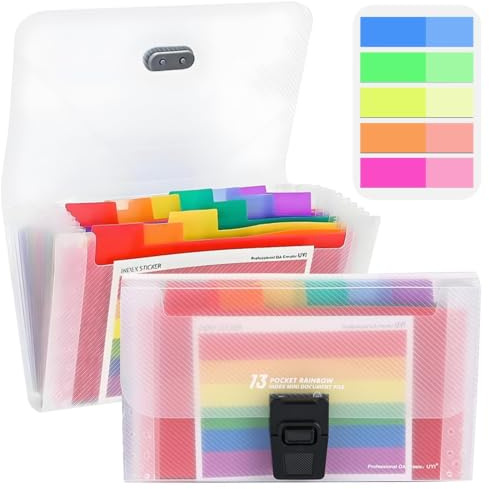 2PCS Expanding File Folder A6, 13-Pocket Document Organiser