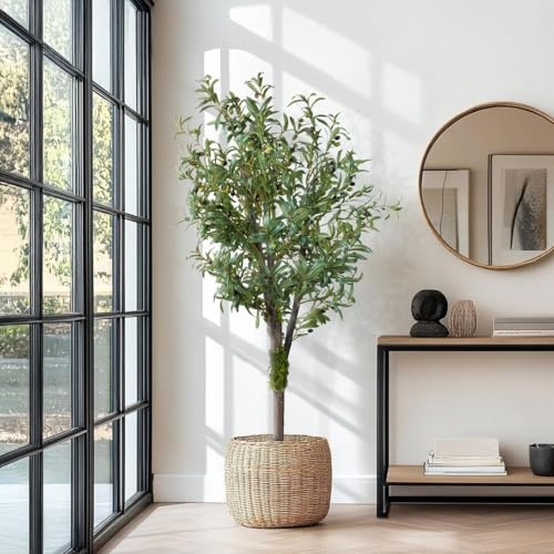 BLAINE Planta Artificial de Olivo Silvestre 180 cm Decoración de Interiores y Terrazas con Aspecto Hiperrealista Que No Necesita Mantenimiento