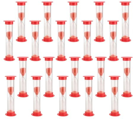 20 Piezas Juego de Reloj de Arena para Niños Temporizador de Reloj de Arena Irrompible 1 Minuto para Cepillarse los Dientes Cocinar Jugar Aula Educación y Entrenamiento para Niños (Rojo)