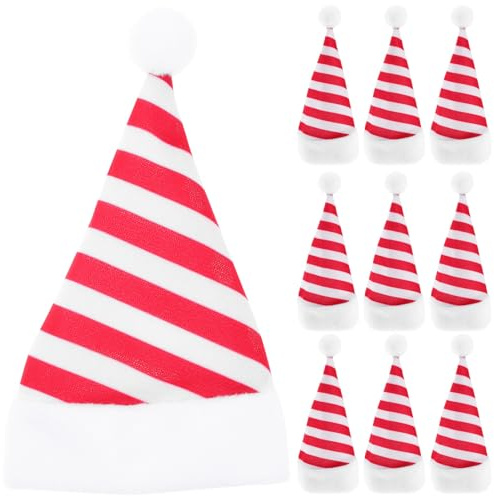 IWOWHERO 10 St Mini Julhattar i Klassisk Tomtestil Röd-vit Mjuk Design för Godisöverdrag Bestickhållare och Flaskdekoration för Julfester och Pyssel