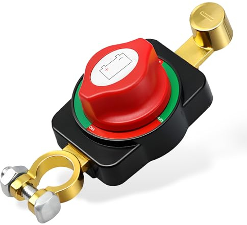 Desconectador de Batería Coche 12–48V ON/OFF, Cortacorrientes de Batería con Interruptor de Apagado, Aislador de Batería para Vehículo, Barco, Camper, Caravana, Camión y Moto