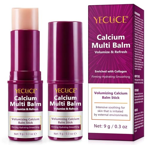 Calcium Volume Multi Balm, Calcium Multi Balm Stick, crema di calcio anti-invecchiamento, Arricchito Con Collagene, Cura Idratante, Sticks di Calcio Idratanti per Occhi, Viso, Collo (2PC)