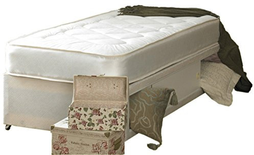 Just Beds Single White Deep Quilt 3ft Divan Bed Includes Base, Mattress And Slider Storage (3x6'3 Single)