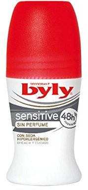 Byly Sensitive Sin Perfume, Desodorante con Seda Hipoalergénico, 50ml
