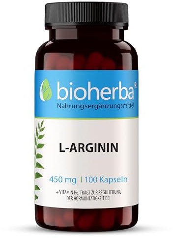 L-Arginin Kapseln – 100 Stück hochdosiert mit 450 mg plus Vitamin B6 von BIOHERBA PZN 18215244