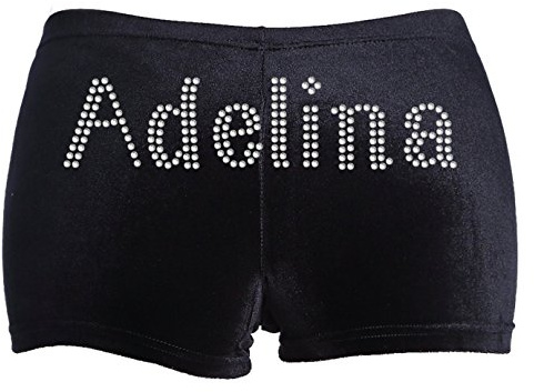 Varsany Gymnastics Personalised Dance Wear Shorts - Leotard Black Hipster Velvet - Stretchy, Breathable Black Dancing Shorts for Girls Size 3-14 Years