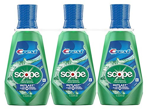 Crest Scope Outlast Mouthwash Long Lasting Peppermint, 3 Pack (33.8 Ounce)