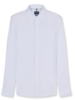 OLYMP Långärmad topp för män, Luxor, uni, modern passform, New Kent, Vit 00, 42 SE