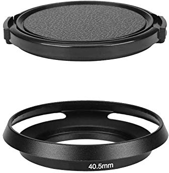 Paraluce in metallo da 40,5 mm e copriobiettivo compatibile con Sony Alpha A6600 A6400 A6300 A6000 kit E-mount obiettivo 16-50 mm, per obiettivi Nikon 1 Nikkor 10-30 mm (confezione da 1+1)