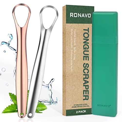 RONAVO Tongue Scraper for Sensitive Gag Reflex – Small Size Design, Ultra-Thin & Gentle, Compact Head for Less Trigger, Effective Bad Breath Remover, Oral Care Tool