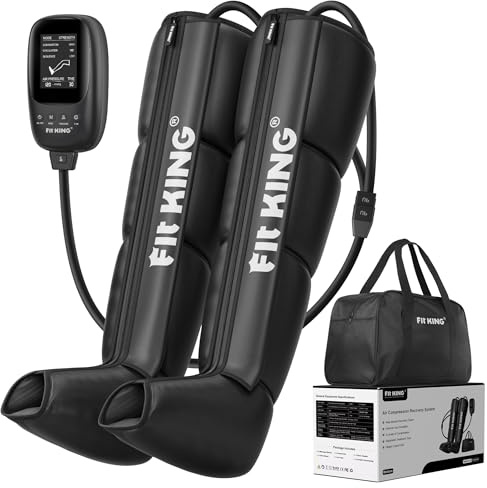 FIT KING Leg Massager, Recovery Boots Leg Massagers for Pain and Circulation Relaxing Foot Calf & Thigh Compression Massage Machine Enhance Sports Performance (Medium)
