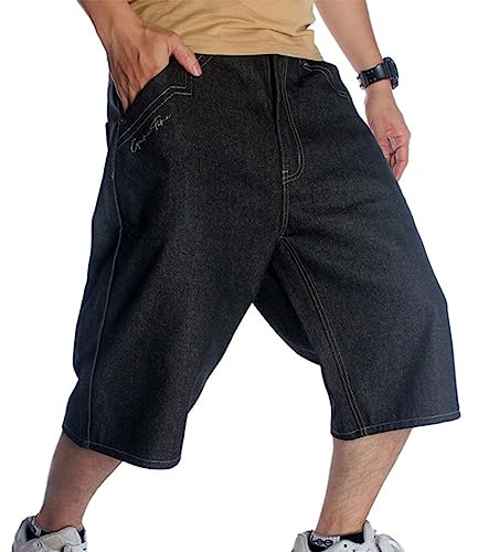 pantaloncini jeans uomo casual jeans uomo corti larghi jeans uomo taglie forti ricamo 3/4 lunghezza baggy jeans uomo abbigliamento streetwear hip hop retrò pantaloncini cargo uomo pantaloni da skate