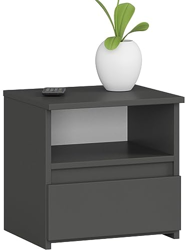 AKORD Nachttisch CL1 40 cm | 1 Schublade | Nachttisch mit Schublade | Nachtkommode, Nachtkästchen | Schlafzimmer Schrank | B40 x H40 x T35 cm | Gewicht 9,7 kg | Graphitgrau/Graphitgrau