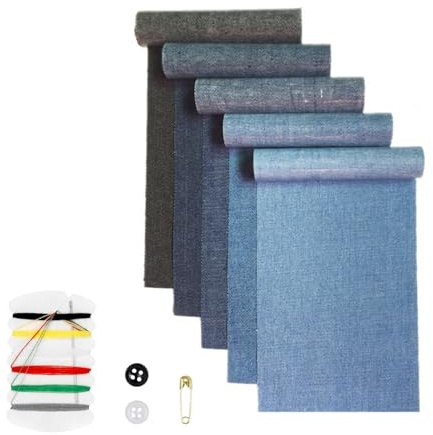 Toppa termoadesiva,5 rotoli di Toppa Termoadesiva Jeans Toppa Termoadesiva per Tessuti Toppa di Jeans per i bambini adulti (8 x 51cm)