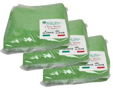 Seat Flor srl® Sable coloré pour décoration de vases 0,5 mm sac de 3 kg env. (25 couleurs disponibles) (vert)