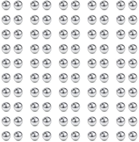 AVYRING 100 Stück Piercing Kugeln, Silber Edelstahl Ersatz Lippen Labret Rook Zungen Bauchnabel Barbell Septum Kugel Set für 16G 1,2mm Gewinde Piercing Schmuck 2,5mm