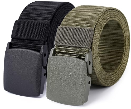 Mile High Life | Nylonbälte | Militärbälte för utomhusbruk | TSA YKK säkert spänne plast/metall, Svart-510oliv, 142CM