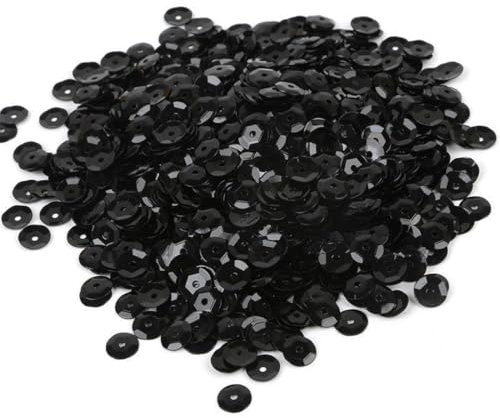 LQIOACU Schwarz Matte Pailletten für Nähen, Schmuck Machen, Bastelarbeiten, Verzierungen, Kostümzubehör (20g, 6mm)