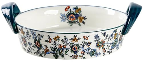 Multi colored,BURLOE Kleine Ofenformen Keramik Backformen, Rund Mit Griffen Auflaufform Lasagne Porzellan Bunt Keramische Grillschale Matt Glasierte Suppenschalen