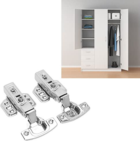 2 Bisagras de Puerta de Gabinete de Cierre Suave para Armario Superpuesto de 1/2 Pulgada, ángel de Apertura de 105-110 °, Diseño de Copa de Bisagra (Curva central de acero