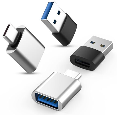 Ticenpe Adaptateur USB C vers USB 3.0 (2 pièces) Adaptateurs USB 3.0 vers USB C (2 pièces), Charge Rapide Data Sync Convertisseur USB Compatible avec iPhone16 15 Plus Pro Max MacBook iPad Air Samsung