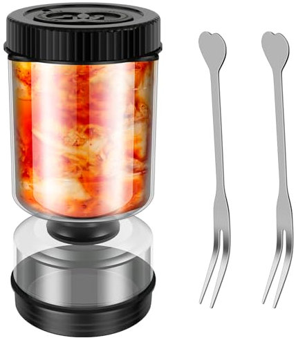 Bocal à cornichons en verre avec passoire, verre borosilicate à rabat pour concombres, oignons, carottes, séparateur de jus de cornichon réutilisable avec double minuteur pour la maison et la cuisine