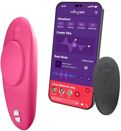 We-Vibe Moxie Wearable Lay On Panty Vibrator | Remote & App Control Vibrating Sex Toy for Couples | Clitoral Stimulator with 10 Intensity Levels | Adult Sexual Pleasure Tools | Waterproof | Pink