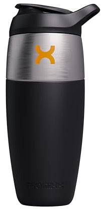 Promixx Pursuit Shaker-Flasche - einwandige Edelstahl Protein Shaker Bottle, super glatte Shakes, 950ml, Schwarz