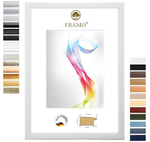FRAMO Cadre photo en bois 65 x 65 cm (Dimension de l'image) carré en Pin Blanc | Taille sélectionnable | Affiches | Puzzle | Collage | Sur mesure | personnalisés