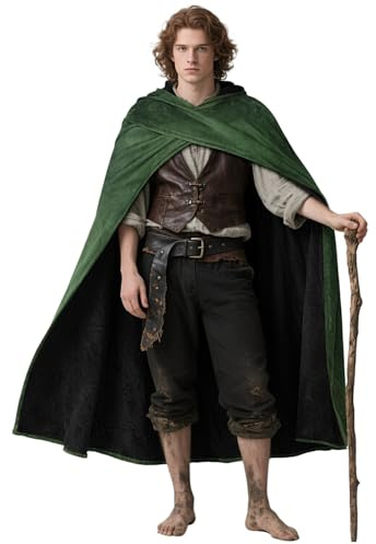 keland medeltida kappa med huva, renässans, huvkappa, hobbit, kostym